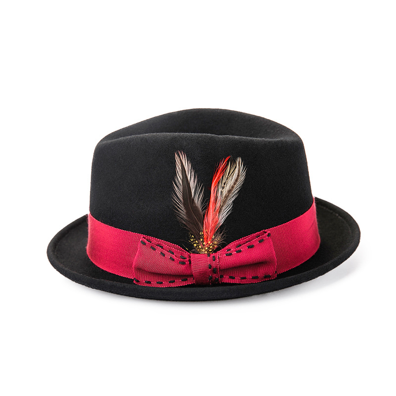 跨境熱銷靈瓏秋冬純羊毛爵士禮帽時(shí)尚羊毛氈帽萬圣節(jié)帽子工廠批發(fā)